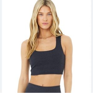 LIKE NEW: Alo Yoga Alosoft Ribbed Chic Bra Tank, Navy Heather, Large